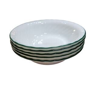 Set of 5: Corelle Callaway Ivy Soup Salad Bowls White Green Rim